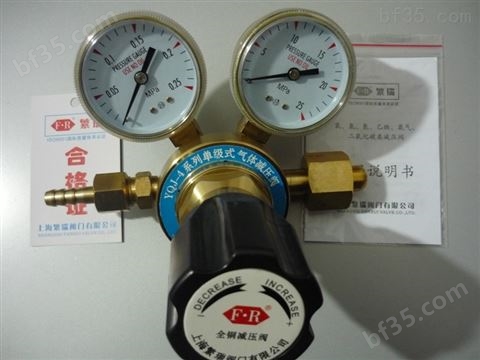上海繁瑞单级氧气减压阀YQJ-1单级氢气减压器YQJ2单级氮气减压表YQJ